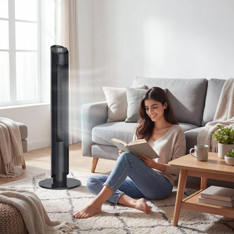 Image of HOMCOM Tower Fan WiFi App Control 101.8cm in Black Unisex