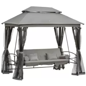 Image of Outsunny 3 Seater Swing Chair Hammock Gazebo Patio Bench - Outdoor Grey