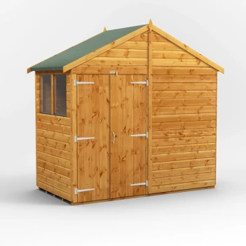 Image of 4x4 Power Apex Double Door Garden Shed - Brown