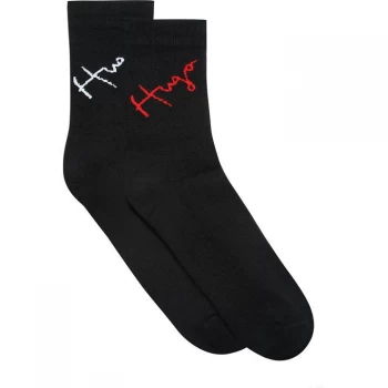 Image of Hugo Boss 2 Pack Script Socks Black