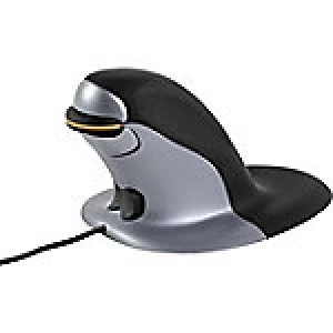 Image of Fellowes Small Wired Vertical Mouse Penguin Black, Silver