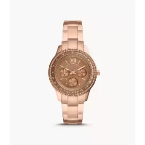 Image of Fossil Womens Stella Sport Multifunction Rose Gold-Tone Stainless Steel Watch - Rose Gold