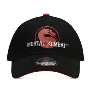 Image of MORTAL KOMBAT Logo Finish Him! Adjustable Cap, Unisex, Black/Red (BA543875MKB)