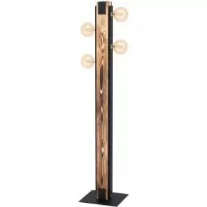 Image of Loops - Standing Floor Lamp Light Unique Wood Beam & Black Steel 4 x 60W E27 Bulb