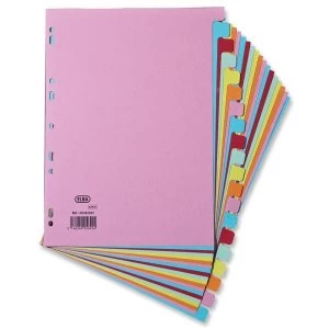 Image of Elba A4 Card Dividers Europunched 20 Part Assorted Single