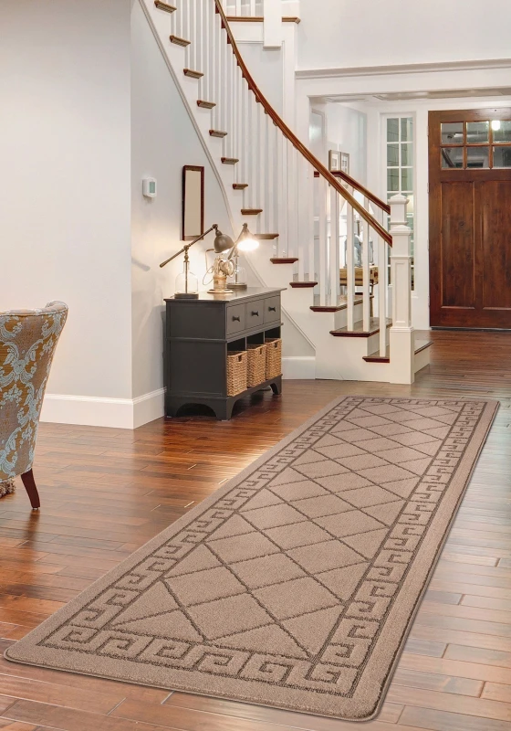 Image of Smart Living Smart Living Tribela Heavy Duty Machine Washable Hallway Kitchen Non Slip Door Mat in Beige Size: 80cm x 300cm Beige 80cm x 300cm Unise