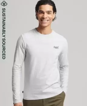 Image of Superdry Mens Organic Cotton Vintage Logo Embroidered Top Light Grey / Glacier Grey Marl - Size: M