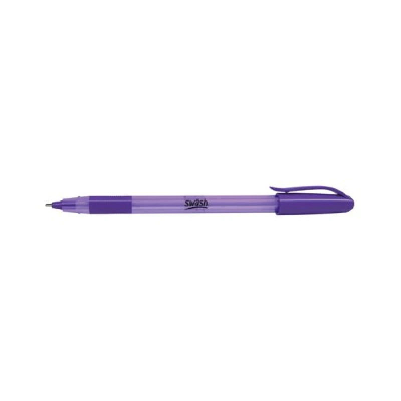 Image of Swash Swash Premium Triangular Medium Tip Ballpoint Pens Purple Plus 3 FREE Green Ballpoint Pens (Pack 40+3 FREE) - BBT40PUR BBT40PUR