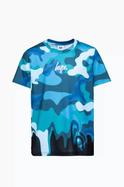Image of Blue Camo Drip T-Shirt