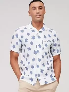 Image of Tommy Hilfiger Mono Flower Rf Short Sleeve Shirt, White Size M Men