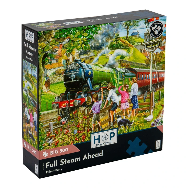 Image of The House Of Puzzles Full Steam Ahead BIG 500 Piece Jigsaw Puzzle Multicolor Unisex 500 Piece