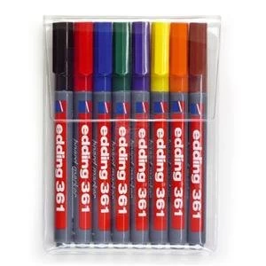 Image of Original Edding 3618S Whiteboard Marker Bullet Tip 1mm Line Assorted Colour Pack of 8 Whiteboard Markers