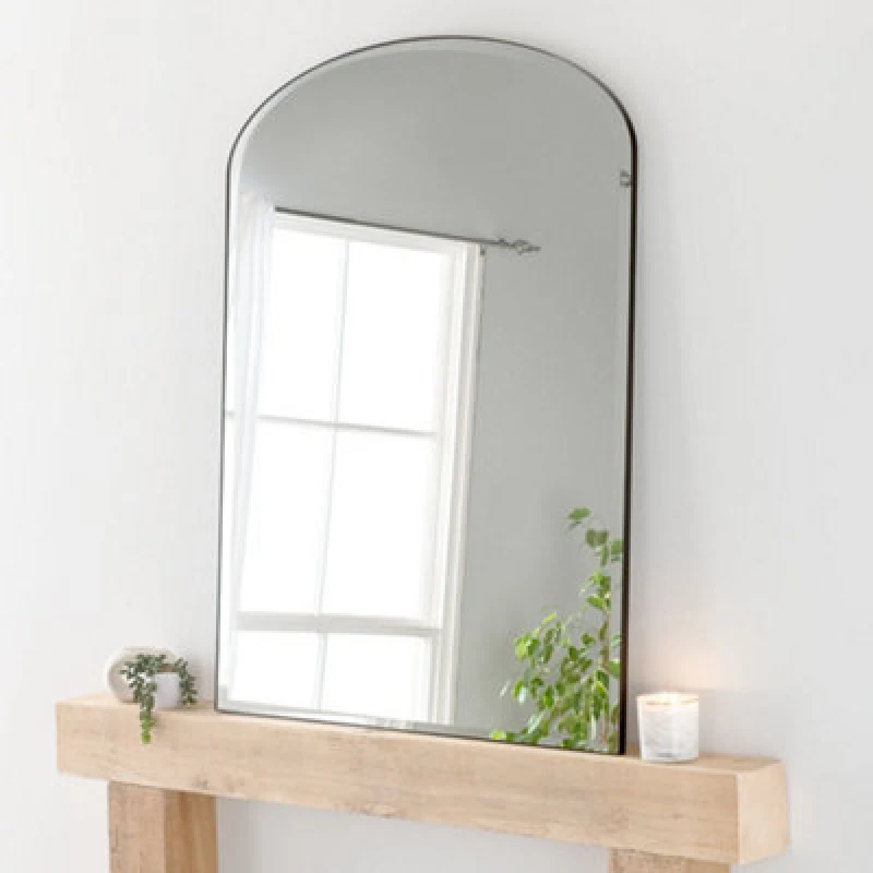 Image of Yearn Mirrors Yearn Mirrors Yearn Simplicity Mantle Mirror Bevelled 92(w) x 121cm(h) Black One Size Unisex 0756406341697