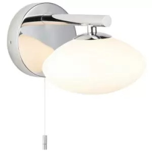 Image of Merano Oristano Bathroom Glass Wall Lamp, Chrome Plate, Opal Glass, IP44