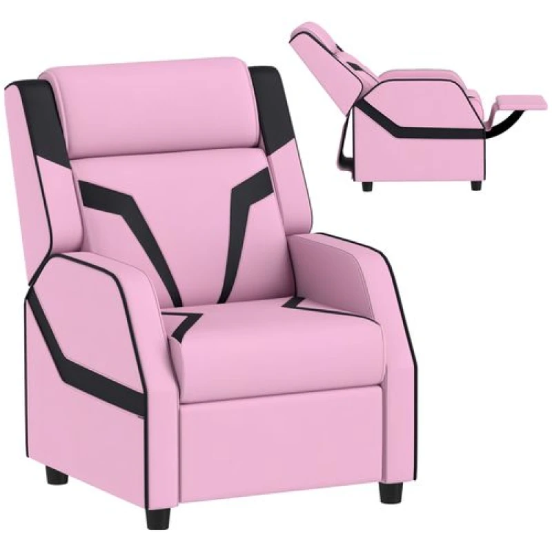 Image of AIYAPLAY 2 in 1 Kids Armchair Recliner - PU Leather - for 3-9 Years Old - Pink - Pink TJ Hughes 5056725568146