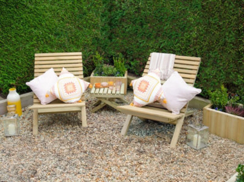 Image of Forest Slatted Wooden Garden Table and Chairs Set 2'3 x 3'11 (0.68m x 1.19m)