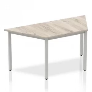 Image of Impulse Trapezium Table 1600 Grey Oak Box Frame Leg Silver