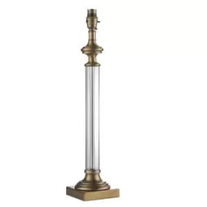 Image of Table Lamp - Antique Brass & Clear Glass - 10W LED E27 - Bedside Light Base Only