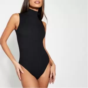 Image of I Saw It First Petite Structured Rib Sleeveless High Neck Bodysuit - Black