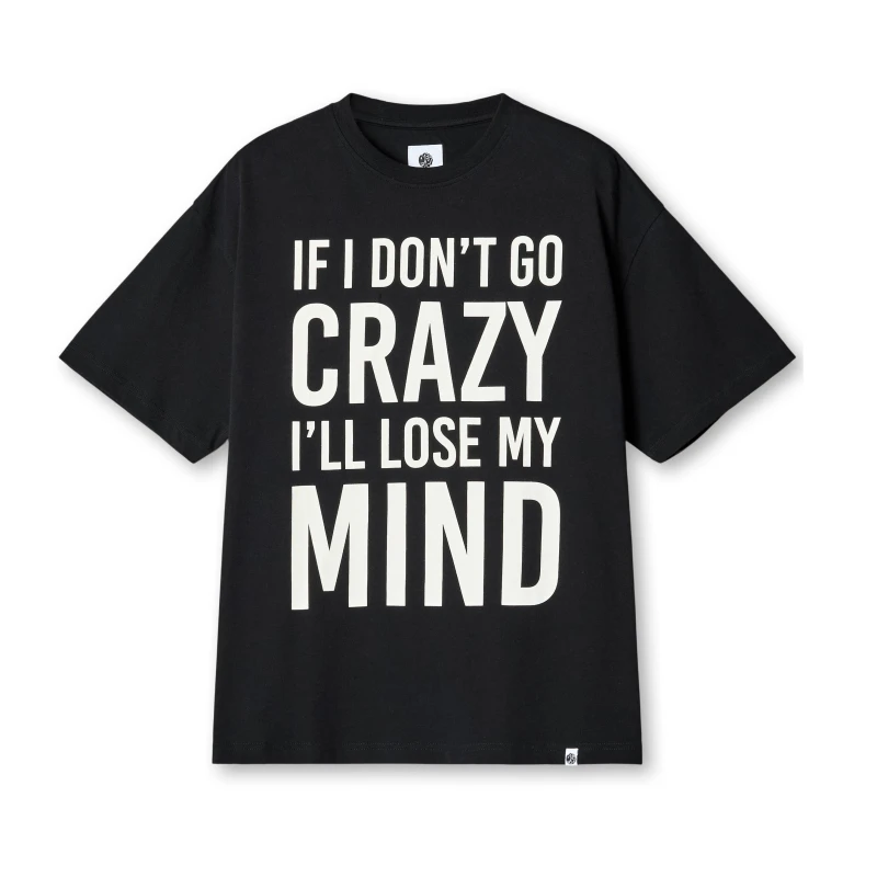 Image of Pretty Green Mens Don't Go Crazy Regular Fit T-Shirt Black male Small