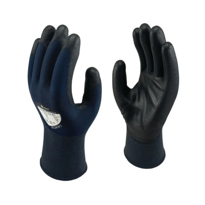 Image of Polyco Polyflex Eco Air PU Coated Gloves Pairs Small Black/Blue (10 Pack) PER - Size 7