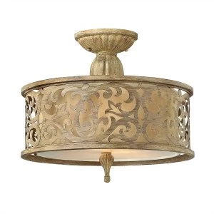 Image of 2 Light Small Semi Flush Ceiling Light Brushed Champagne, E27