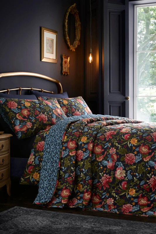 Image of Dreams and Drapes Bejewelled 200cmx230cm Bedspread Set Navy