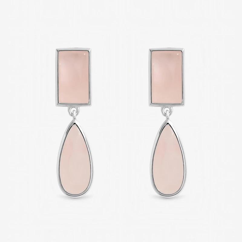 Image of Inicio Sterling Silver Plated Rose Faceted Drop Earrings Silver female One Size