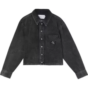 Image of Calvin Klein Jeans Cropped Dad Denim Shirt - Black