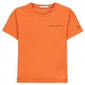 Image of Calvin Klein Junior Boys Chest Short Sleeve T Shirt - Orange Tulip