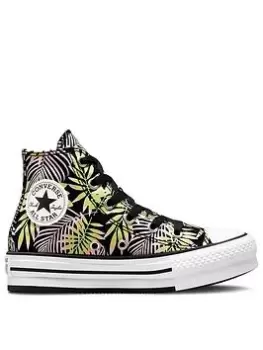 Image of Converse Chuck Taylor All Star Childrens Eva Lift Plant Love Trainers -Black/Pink, Size 10