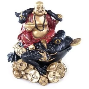 Image of Chinese Buddha on Coins and Wealth Toad