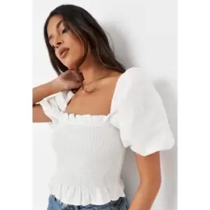 Image of Missguided It Shirred Blouse - White