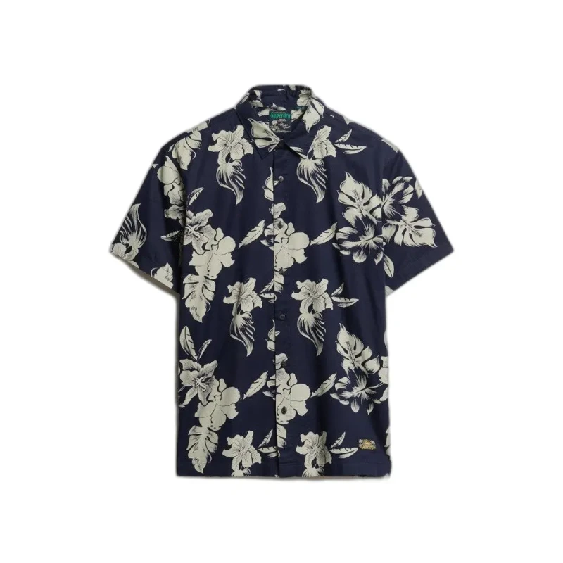 Image of Superdry Mens Short-Sleeve Patterned Shirt Black male Large