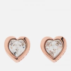 Image of Ted Baker Womens Han Swarovski Crystal Heart Earrings - Rose Gold/Crystal