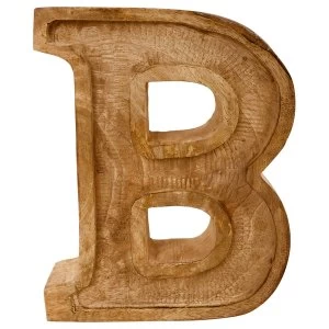 Image of Letter B Hand Carved Wooden Embossed