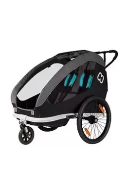 Image of Hamax Traveller Twin Child Bike Trailer - Petrol Black / Grey