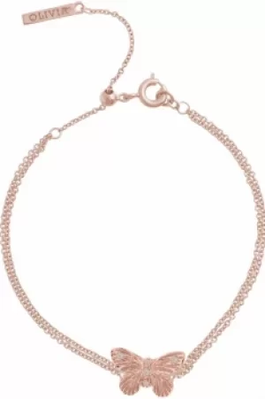 Image of Ladies Olivia Burton Rose Gold Plated Bejewelled Butterfly Bracelet OBJ16MBB04