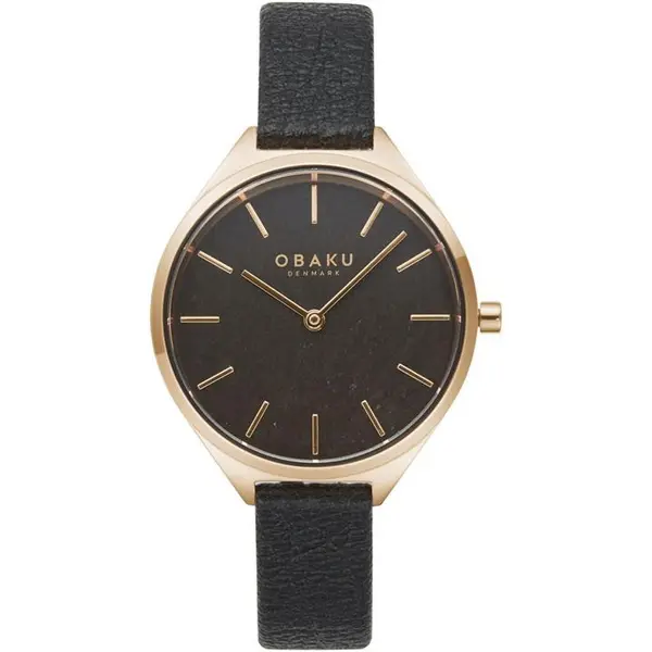 Image of Obaku Ladies Obaku Kaffe Watch One Size Rose Gold and Black 72309490000