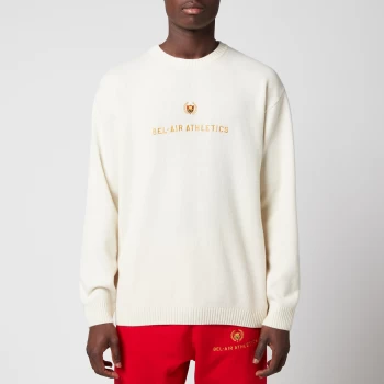 Image of Bel-Air Athletics Mens Academy Crest Sweater - Notebook White - S