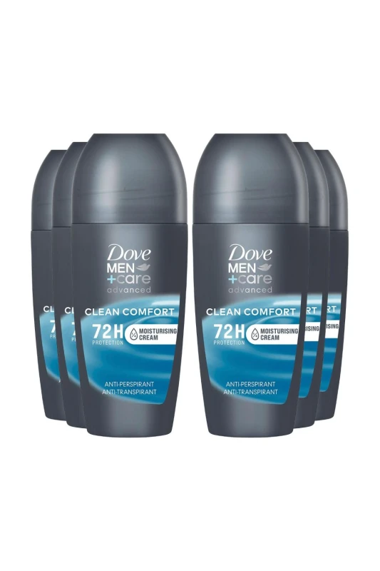 Image of Dove Men+Care 'Roll On' Antiperspirant Deo Clean Comfort 50ml,6pk Grey