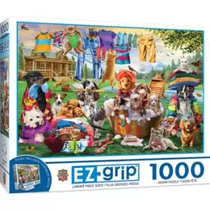 Image of Masterpieces Puzzle EZ Grip Laundry Day Rascals Puzzle 1000 piece jigsaw puzzle