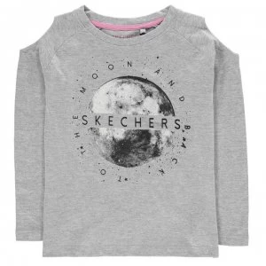 Image of Skechers Cold Shoulder Long Sleeve T Shirt Junior Girls - Grey Marl
