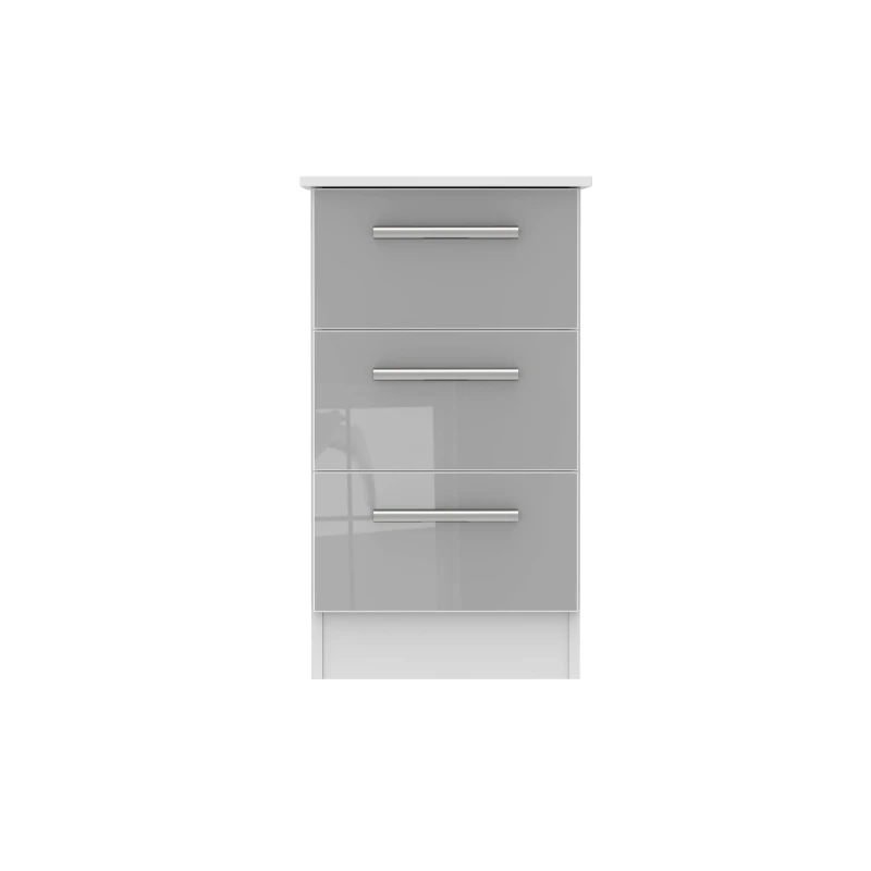 Image of Trent 3 Drawer Bedside Cabinet In Grey & White (Ready Assembled)