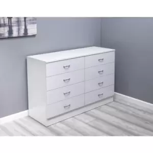 Image of Chilton Modern 8 Drawer Chest of Drawers - White Gloss - White