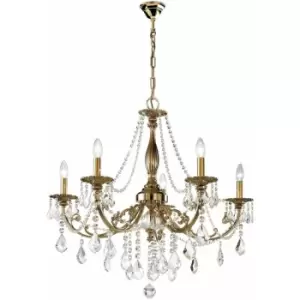 Image of Kolarz Pisani Crystal Crystal Multi Arm Chandeliers 5 Light Antique Brass