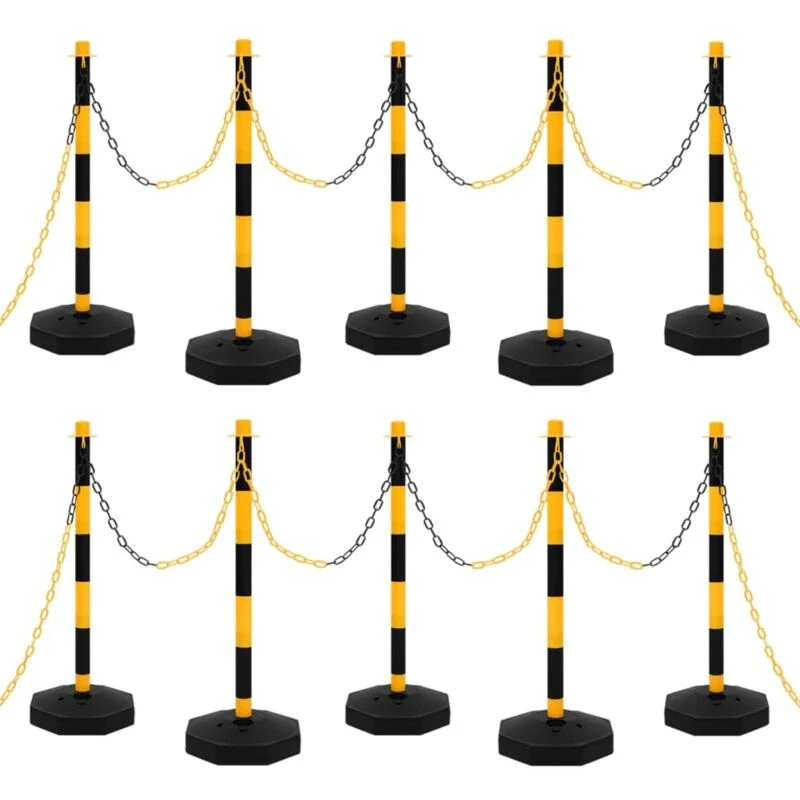 Image of VIDAXL Chain Post Set with 10 m Plastic Chain Vidaxl 8720286365267