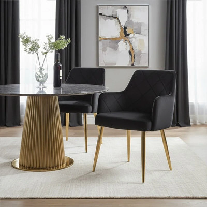 Image of Orsina Black Angular Dining Chair,versatile Gold Finish Kitchen Chair, Decorative Chair,accent Chair, Patio Chair