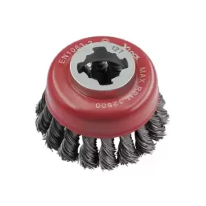 Image of X-lock Wire Cup Brush Twist Knot 75mm M14x2 0.50mm Steel FAIWBT75XL - Faithfull