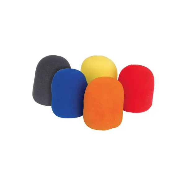 Image of Pack of 5 Foam Dynamic Microphone Wind Shields Multi Coloured 188.013UK